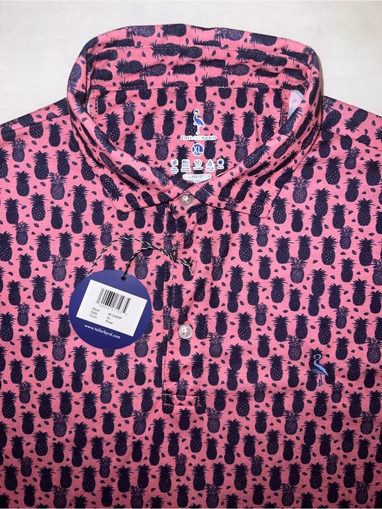 Tailorbyrd Other - NWT Tailorbyrd Men’s XL Pink Navy Blue Pineapple Performance Golf Polo Shirt